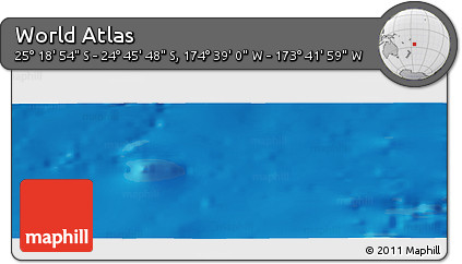 Shaded Relief Panoramic Map of the Area around 25° 2' 21" S, 174° 10' 30" W