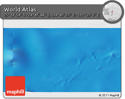 Physical 3D Map of the Area around 25° 2' 21" S, 175° 10' 30" E