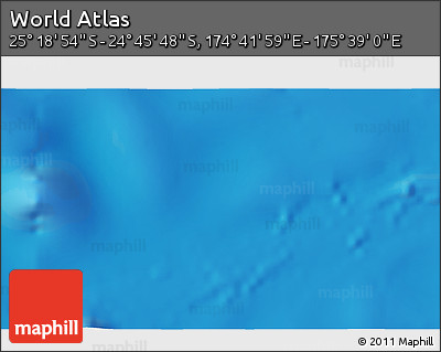 Physical 3D Map of the Area around 25° 2' 21" S, 175° 10' 30" E