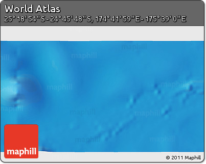 Physical 3D Map of the Area around 25° 2' 21" S, 175° 10' 30" E