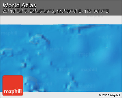 Shaded Relief 3D Map of the Area around 25° 2' 21" S, 176° 1' 30" E