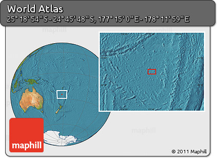 Satellite Location Map of the Area around 25° 2' 21" S, 177° 43' 29" E