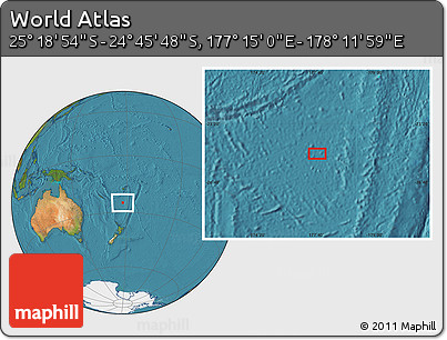 Satellite Location Map of the Area around 25° 2' 21" S, 177° 43' 29" E