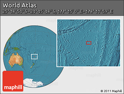 Satellite Location Map of the Area around 25° 2' 21" S, 177° 43' 29" E