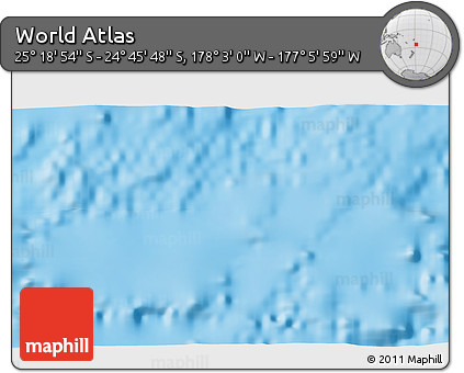 Physical 3D Map of the Area around 25° 2' 21" S, 177° 34' 29" W