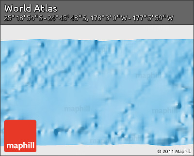 Physical 3D Map of the Area around 25° 2' 21" S, 177° 34' 29" W