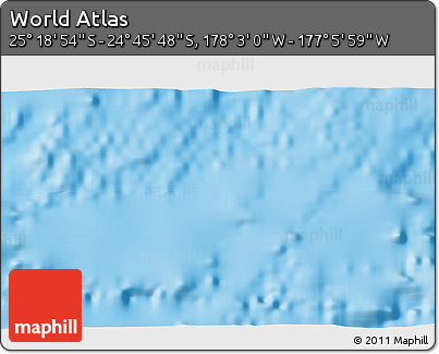 Physical 3D Map of the Area around 25° 2' 21" S, 177° 34' 29" W