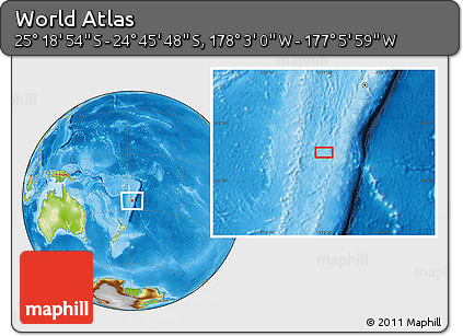 Physical Location Map of the Area around 25° 2' 21" S, 177° 34' 29" W