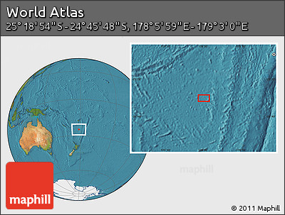 Satellite Location Map of the Area around 25° 2' 21" S, 178° 34' 29" E