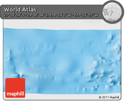 Physical 3D Map of the Area around 25° 2' 21" S, 178° 25' 30" W