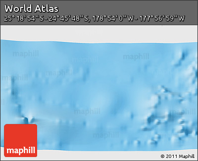 Physical 3D Map of the Area around 25° 2' 21" S, 178° 25' 30" W