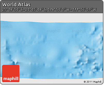 Physical 3D Map of the Area around 25° 2' 21" S, 178° 25' 30" W