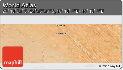 Satellite Panoramic Map of the Area around 25° 2' 21" S, 18° 46' 29" E