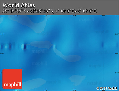 Physical Map of the Area around 25° 2' 21" S, 1° 46' 29" E