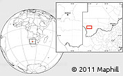 Blank Location Map of the area around 25° 2' 21" S, 21° 19' 30" E