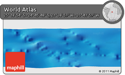 Physical Panoramic Map of the Area around 25° 2' 21" S, 21° 10' 29" W