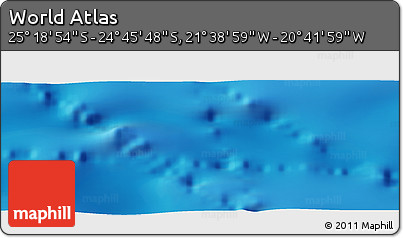 Physical Panoramic Map of the Area around 25° 2' 21" S, 21° 10' 29" W