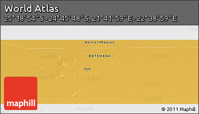 Physical Panoramic Map of the Area around 25° 2' 21" S, 22° 10' 29" E