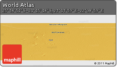 Physical Panoramic Map of the Area around 25° 2' 21" S, 22° 10' 29" E