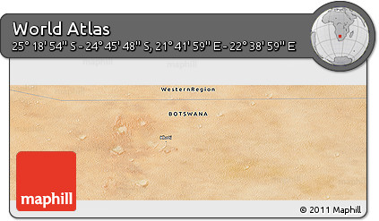 Satellite Panoramic Map of the Area around 25° 2' 21" S, 22° 10' 29" E