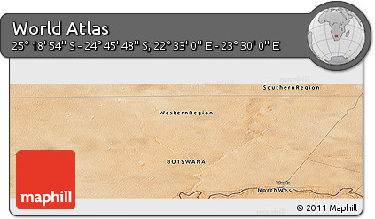Satellite Panoramic Map of the Area around 25° 2' 21" S, 23° 1' 29" E