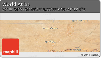 Satellite Panoramic Map of the Area around 25° 2' 21" S, 23° 1' 29" E