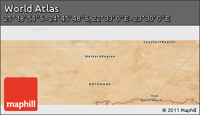 Satellite Panoramic Map of the Area around 25° 2' 21" S, 23° 1' 29" E