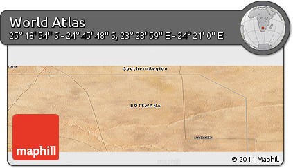 Satellite Panoramic Map of the Area around 25° 2' 21" S, 23° 52' 30" E