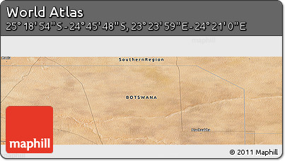 Satellite Panoramic Map of the Area around 25° 2' 21" S, 23° 52' 30" E