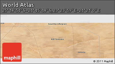 Satellite Panoramic Map of the Area around 25° 2' 21" S, 23° 52' 30" E