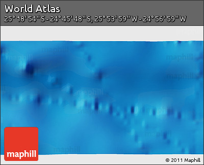 Physical 3D Map of the Area around 25° 2' 21" S, 25° 25' 29" W