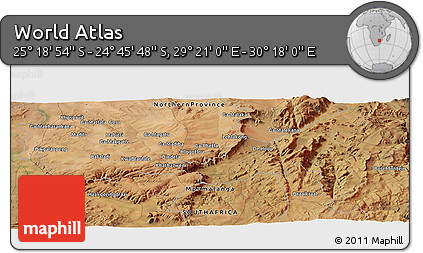 Satellite Panoramic Map of the Area around 25° 2' 21" S, 29° 49' 30" E