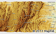 Physical 3D Map of the area around 25° 2' 21" S, 30° 40' 29" E