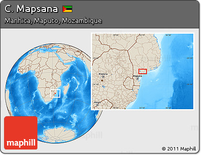 Shaded Relief Location Map of C. Mapsana