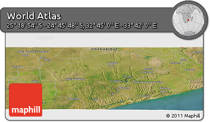Satellite Panoramic Map of the Area around 25° 2' 21" S, 33° 13' 30" E