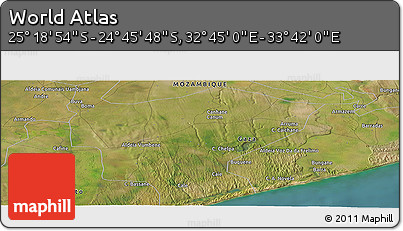 Satellite Panoramic Map of the Area around 25° 2' 21" S, 33° 13' 30" E
