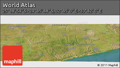 Satellite Panoramic Map of the Area around 25° 2' 21" S, 33° 13' 30" E