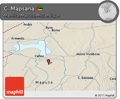 Shaded Relief Panoramic Map of C. Mapsana