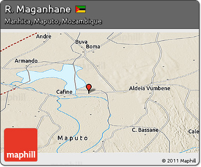 Shaded Relief Panoramic Map of R. Maganhane