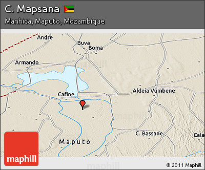 Shaded Relief Panoramic Map of C. Mapsana