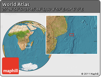 Satellite Location Map of the Area around 25° 2' 21" S, 36° 37' 30" E