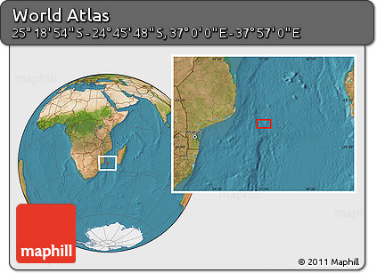Satellite Location Map of the Area around 25° 2' 21" S, 37° 28' 30" E