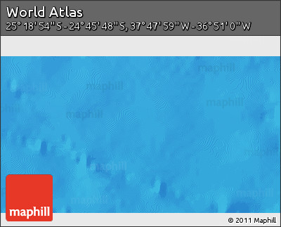 Physical 3D Map of the Area around 25° 2' 21" S, 37° 19' 30" W