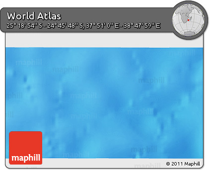 Shaded Relief 3D Map of the Area around 25° 2' 21" S, 38° 19' 30" E