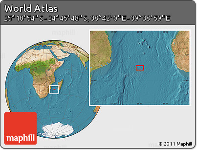 Satellite Location Map of the Area around 25° 2' 21" S, 39° 10' 29" E