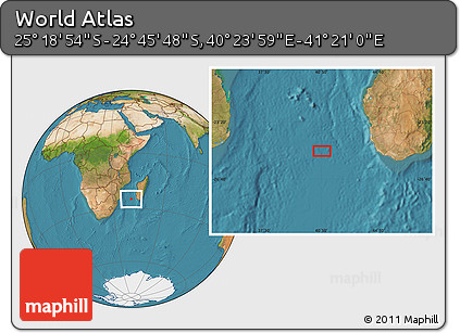 Satellite Location Map of the Area around 25° 2' 21" S, 40° 52' 30" E