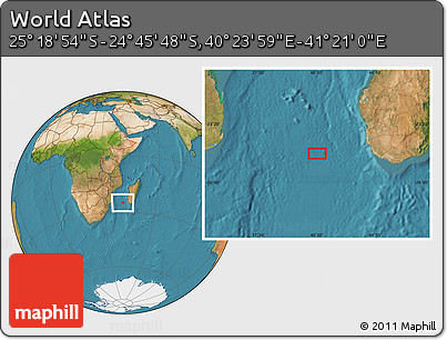 Satellite Location Map of the Area around 25° 2' 21" S, 40° 52' 30" E