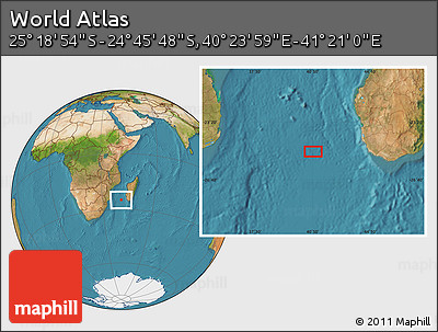 Satellite Location Map of the Area around 25° 2' 21" S, 40° 52' 30" E