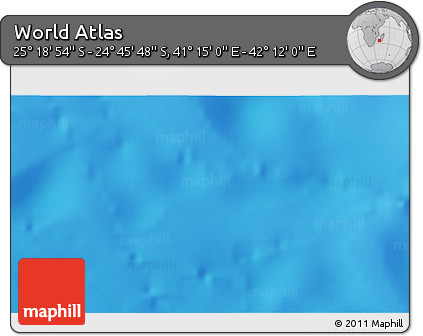 Shaded Relief 3D Map of the Area around 25° 2' 21" S, 41° 43' 30" E
