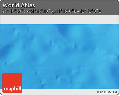 Shaded Relief 3D Map of the Area around 25° 2' 21" S, 41° 43' 30" E